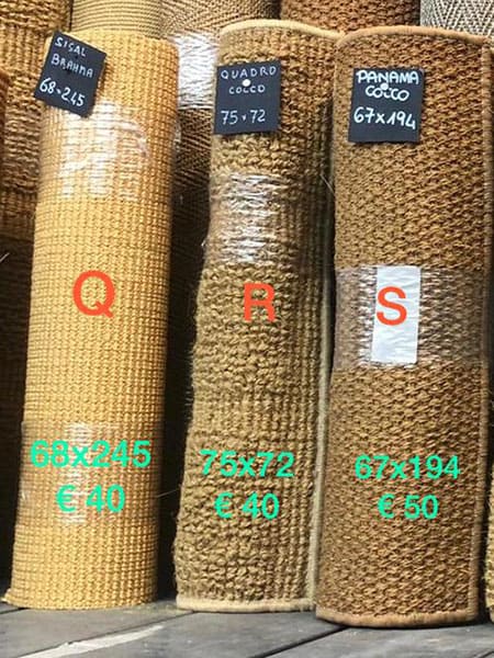 Moquette di fibra naturale di banana e cocco modelli: Q, R e S